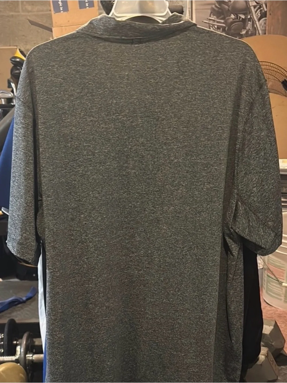 Nike Dark Heather Gray Polo with Light Gray Shoulder Accents